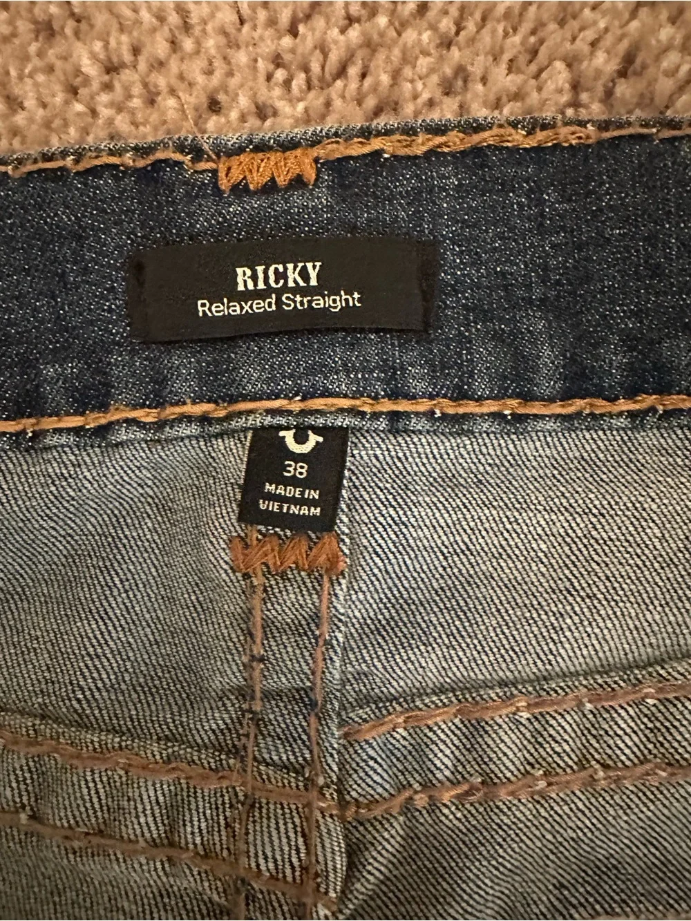 True Religion Men’s Blue Denim Jeans - Classic Pocket Stitch